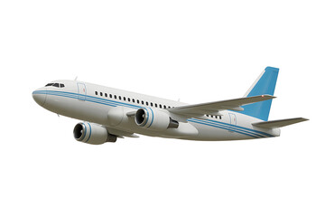 Obraz premium A passenger airplane soars through the sky, wings extended, showcasing aerial travel.