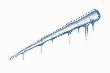 Abstract, elongated form in blue, dripping and melting, suggesting fluidity and transformation.