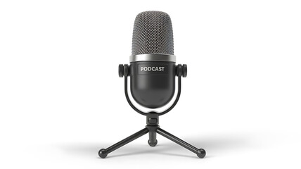 Studio microphone on a tripod, capturing audio for recording and broadcasting purposes.