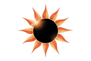 Radiant sunburst with dark center, conveying warmth, energy, and a celestial glow.
