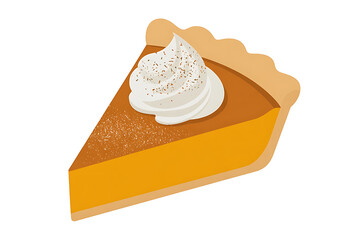 A slice of pumpkin pie with whipped cream and sprinkled spices, a delightful dessert.