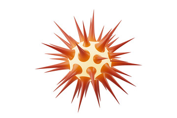 Fiery, spiky orb radiates warmth, displaying a textured surface and symmetrical design.