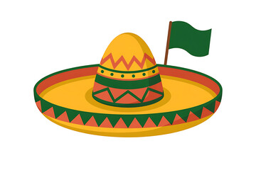 Vibrant sombrero and flag represent cultural heritage, festive traditions, and national pride.