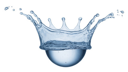 Water splash creates a crown-like shape, suspended mid-air, showcasing fluid dynamics and motion.