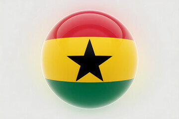 A spherical representation of a national flag with red, yellow, green, and black colors.