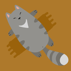 Vector flat illustration of a cute cat character sticker