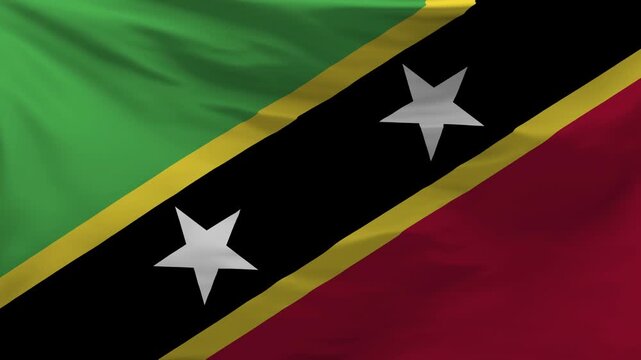 Saint Kitts and Nevis flag is waving in the wind.