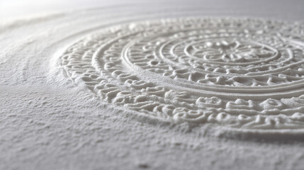 Sacred Mandala Circle with Intricate Powder Design.