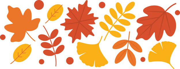 Abstract autumn leaves and berries in warm orange and yellow colors