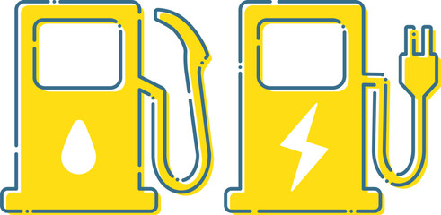 未来のエネルギー &ndash; ガソリンと電気の給油スタンド