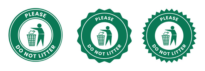 No littering sign please do not litter Sign logo, badge, icon, sticker, label, stamp, symbol, flat vector, isolated illustration	

