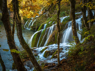 Landscape View Of The Beautiful Plitvice Lakes National Park , Croatia