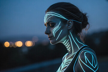 Glowing Woman An Abstract Portrait of Light and Form