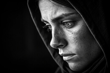 A Stark Portrait of Resilience Intense Emotion in Black and White