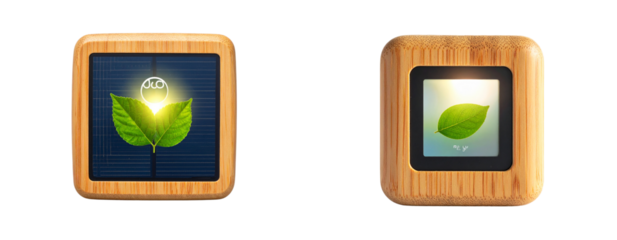 Sat of Sustainable Tech – Modern Eco-Friendly Gadget with Green Energy Concept PNG
