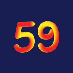 59 number with gradient effect on dark blue background