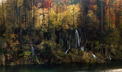 Landscape View Of The Beautiful Plitvice Lakes National Park , Croatia
