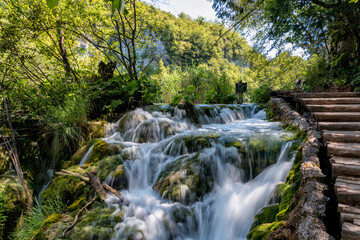 Landscape View Of The Beautiful Plitvice Lakes National Park , Croatia