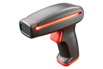 Modern 3d barcode scanner with bright red laser line for rapid data capture isolated on transparent background