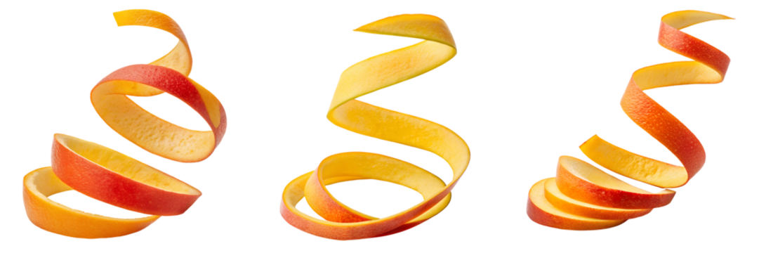  Set of a Spiral mango peel twist isolated on a transparent background
