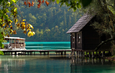 Landscape View Of The Beautiful Plitvice Lakes National Park , Croatia