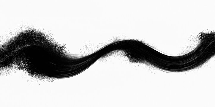 Black squiggle brush style illustration isolated on a white or transparent PNG background. Ideal for modern art projects, graphic design, digital decorations, minimal patterns, and creative visual com