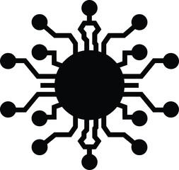 Technology circuit board icon design vector silhouette illustration