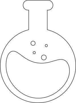 Black Line Art of Medical Flask with Transparent Background