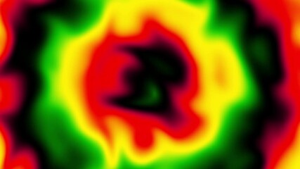 video of Abstract background featuring smoke curves and waves in reggae flag colors: green, yellow, and red. Loop background