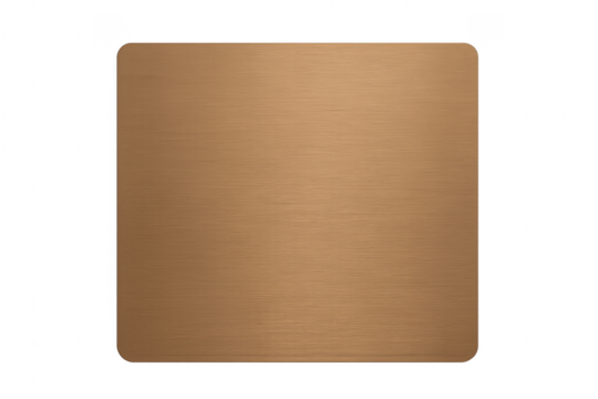 Brushed copper metal plate with rounded corners