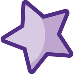 A stylized purple star shape with a thick dark purple outline isolated on a transparent background a simple graphic element for design and decoration