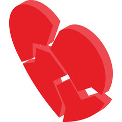 A Stylized Red Broken Heart Symbol With Jagged Edges Cast In 3D Form Against A White Background Representing Heartbreak And Sadness