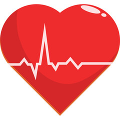 A Stylized Red Heart Shape With A White EKG Line Graphic Overlay Symbolizing Heart Health And Cardiology Against A Transparent Background