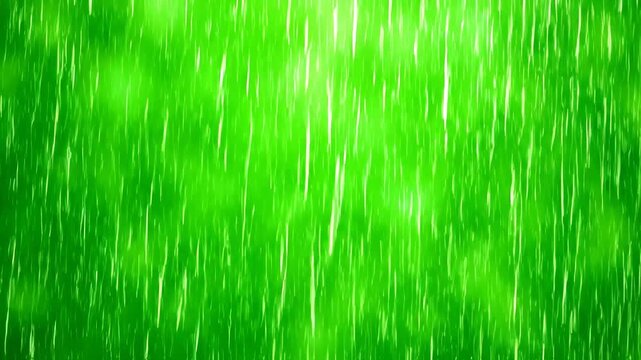Abstract green background with streaks of light resembling rain or falling particles, creating a dynamic and vibrant effect