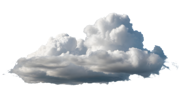 isolated cloud formation, puffy and cumulus cloud against the bright sky,  perfect representation of serene weather. . Isolated on transparent background, png