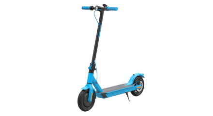 3d icon of bright blue electric scooter isolated on transparent background, a modern and ecofriendly mode of transportation