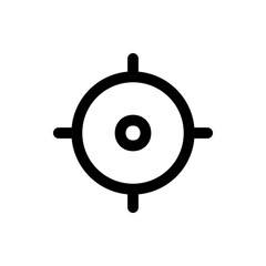 Illustration of a black target symbol with a circle in the center and crosshairs extending outward