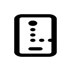 Illustration of a rectangular device with rounded corners and circular indicators arranged vertically and horizontally