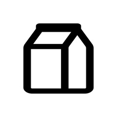 Illustration of a simple black and white milk carton with a minimalist design and rounded corners style