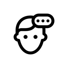 Icon of a person with a thought bubble above their head containing three dots, indicating thinking process