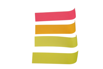 Colorful sticky note strip set, paper label, office supply, isolated transparent Background