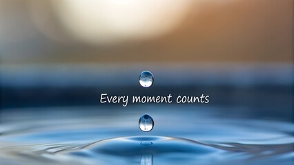 Water drop mid air with text saying Every moment counts