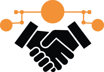 Business partnership agreement handshake collaboration deal vector silhouette illustration design art