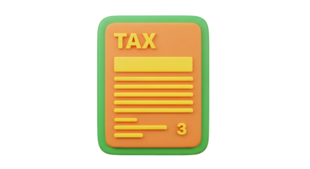 3d icon of tax form isolated on transparent background, a document for reporting income and calculating tax liability