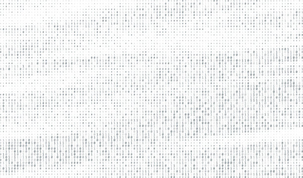 Futuristic Binary Matrix with Data Decryption Algorithm Concept in Technology and Hacker Coding Design, 0 and 1 Numbers for Cybersecurity