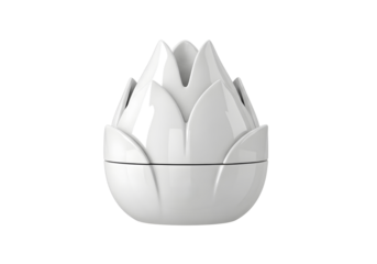 White lotus bud sculpture isolated on transparent background