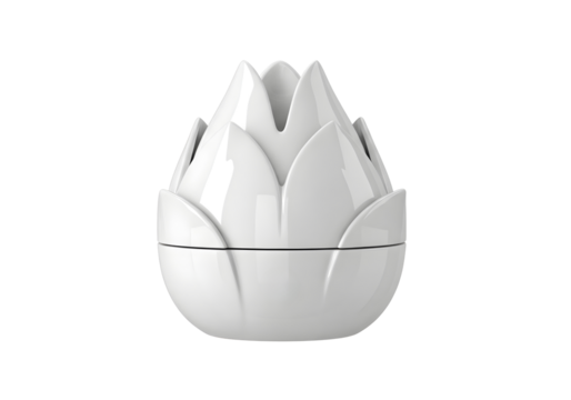 White lotus bud sculpture isolated on transparent background