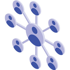 Central Hub Connecting Multiple People Icons in a Radial Network Design on a Transparent Background Minimalist Abstract Representation of Social Connections and Organization
