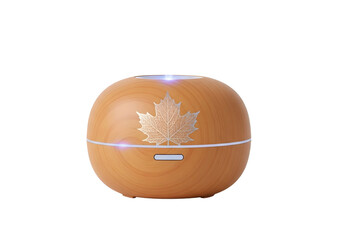 Small orange essential oil diffuser with led lights isolated on transparent background