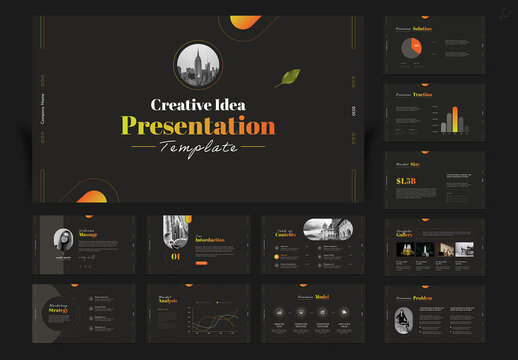 Dark Theme Business & Startup Slide Layout